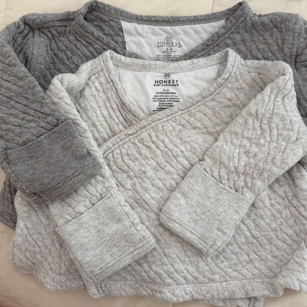 Honest baby organic cotton kimono wrap jackets x2